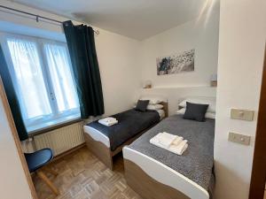 1 Schlafzimmer mit 2 Betten und einem Fenster in der Unterkunft Villa Pruner in Cognola
