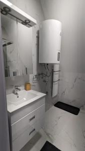 科帕奧尼克的住宿－Studio Čuvarkuća，白色的浴室设有水槽和镜子