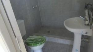 La petite salle de bains est pourvue de toilettes et d'un lavabo. dans l'établissement Monoambiente Luminoso (permitido mascotas), à Camet Norte