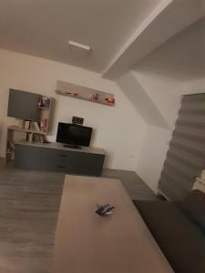 ein Wohnzimmer mit Sofa und Fernseher in der Unterkunft Inalux Apartmani Pale in Gornje Pale + 1 Foto