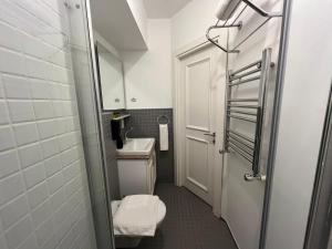 a small bathroom with a toilet and a sink at Volga Rika Hotel in Istanbul