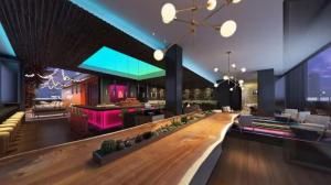 a rendering of a living room with a bar at Canopy By Hilton Nashville Downtown The Gulch in Nashville