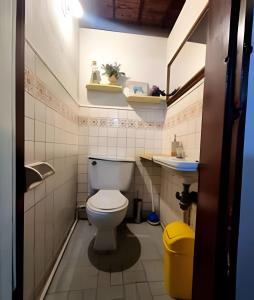 ein kleines Bad mit WC und Waschbecken in der Unterkunft Casa Jardín Macondo in Medellín