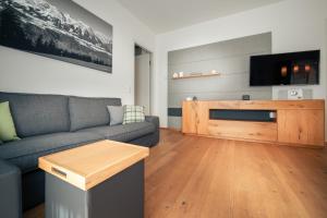 sala de estar con sofá y TV de pantalla plana en Appartement Hoam by Schladming Appartements, en Schladming