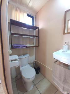 ein Bad mit einem WC und einem Waschbecken in der Unterkunft Costa Rica Eco-Container Hotel in Alajuelita