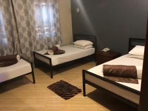 Zimmer mit 2 Betten und einem Teppich in der Unterkunft Lush Garden Camping in Arusha