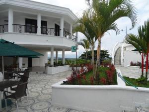 Rõdu või terrass majutusasutuses Hotel Palmas De Alcalá