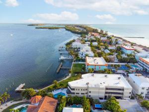 an aerial view of a resort next to the ocean at Bayview Condo B in Bradenton Beach