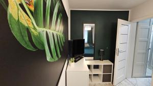 Televízia a/alebo spoločenská miestnosť v ubytovaní Apartament Zielona Przystań Gdańsk