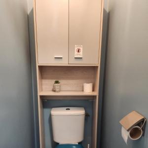 a small bathroom with a toilet and a cabinet at Appartement proche Disneyland, Val d'Europe, Paris #2 in Serris