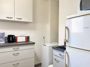 mała kuchnia z lodówką i zlewem w obiekcie Appartement T2 au cœur de la Favière, terrasse, parking, à 100m de la plage et des commerces - FR-1-251-460 w mieście Bormes-les-Mimosas +7 zdjęć