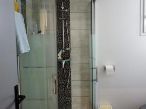 a shower in a bathroom with a glass door at Maison Saint-Hilaire-de-Riez, 4 pièces, 6 personnes - FR-1-323-470 in Saint-Hilaire-de-Riez