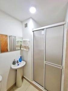 a bathroom with a shower and a sink at Apartamento compartido en dosquebradas in Dosquebradas