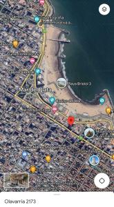 a map of a beach with colored lights at Depto San Francisco in Mar del Plata