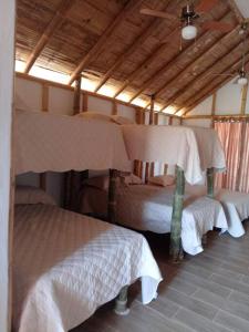 1 dormitorio con 2 literas en una habitación en Casa Yemaya, Vichayito, en Vichayito