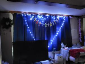 Lion's home 외국인 전용 في سول: غرفة ذات ستارة زرقاء مع أضواء