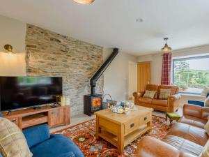 a living room with a tv and a fireplace at 4 Bed in Oswestry 87477 in Llansilin