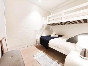 a bedroom with a bunk bed with a ladder at Cozy Apartment at St Leonard in Sydney