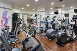 a gym with a bunch of exercise bikes in it at Leonardo Hotel Middlesbrough in Middlesbrough