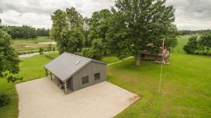 an overhead view of a small shed in a field at Holiday home Uzbazes in Valmiera