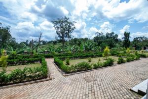a courtyard with a garden with plants and trees at Katente Country Resort in Kyegegwa