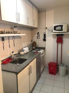 uma pequena cozinha com um lavatório e um fogão em Thames Suite Plaza Italia em Buenos Aires