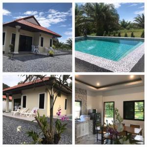 a collage of photos of a house and a swimming pool at Villa Cattleya in Ko Lanta