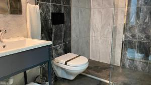 a bathroom with a toilet and a sink at Lagom Hotel in Edirne