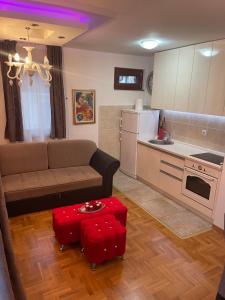 Kuchyň nebo kuchyňský kout v ubytování LUX Apartman Hedonic