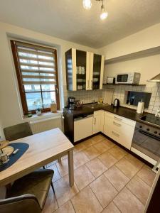 Kuchyň nebo kuchyňský kout v ubytování Ferienwohnung Teichidyll Altenburg