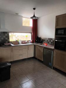 a kitchen with a sink and a dishwasher at Le 9 rue du moulin 4-5 personnes tout confort in Gripport +8 photos
