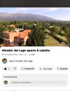 Captura de pantalla de una página web de una casa en Apart Mirador del lago- Solo para adultos en Las Rabonas