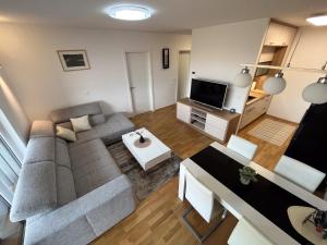 - un salon avec un canapé et une table dans l'établissement Felix Celeia Apartment, à Celje