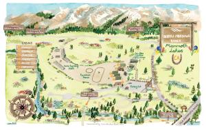 une carte des stations balnéaires dans l'établissement Sierra Meadows Ranch, à Mammoth Lakes