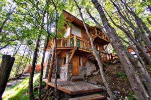 a tree house in the middle of the woods at Patagonia Villa Lodge in Ushuaia