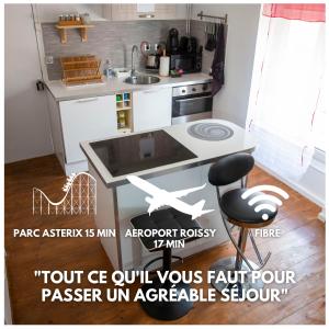 מטבח או מטבחון ב-The Private Apartment Roissy 15 min Parc Asterix Chantilly