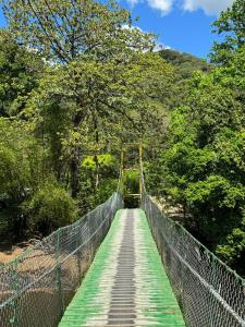 un ponte sospeso nel mezzo di una foresta di Finkita Nosara House R a Nosara