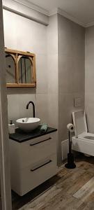 een badkamer met een wastafel en een toilet bij U Bieńka in Biały Dunajec