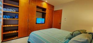 Ένα ή περισσότερα κρεβάτια σε δωμάτιο στο Villa Ballena: nuevo depa de 2 recamaras 1 bano cerca del centro