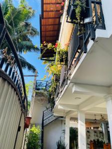 a building with balconies and potted plants at Royal Resort in Weligama