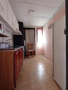 uma cozinha com um lavatório e uma bancada em Alojamiento Carmencita em Guaymallén