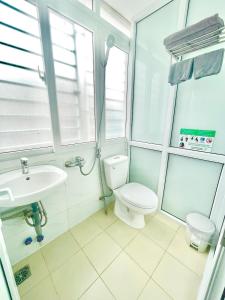een badkamer met een toilet en een wastafel bij 3 bedrooms with lots of natural light, Old Quarter in Hanoi