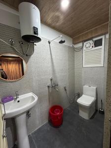 Baño pequeño con lavabo y aseo en Swabhumi Homestay, en Kurseong