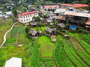 an aerial view of a village with buildings and plants at Sapa Thoc House in Sa Pa