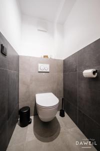 a bathroom with a white toilet in a room at Daweil Mountain Living in Matrei am Brenner +12 photos
