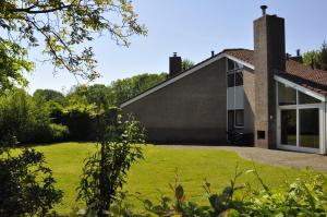 una casa con un césped verde delante de ella en Summio Bungalowpark Het Hart van Drenthe, en Zwiggelte