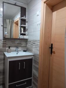 y baño con lavabo y espejo. en Brvnare Na Brdu en Šljivovica