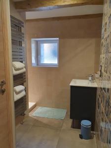 a bathroom with a sink and a window at Le Terrier in Miserey-Salines