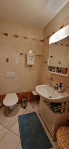 a bathroom with a sink and a toilet at Majis 4 in Champoussin