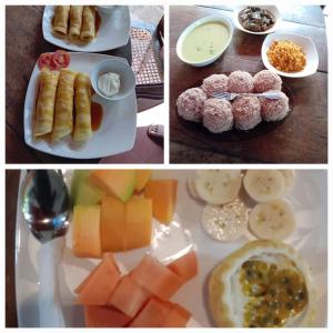 a collage of three pictures of food on plates at The Waves Beach Chalets in Tangalle
